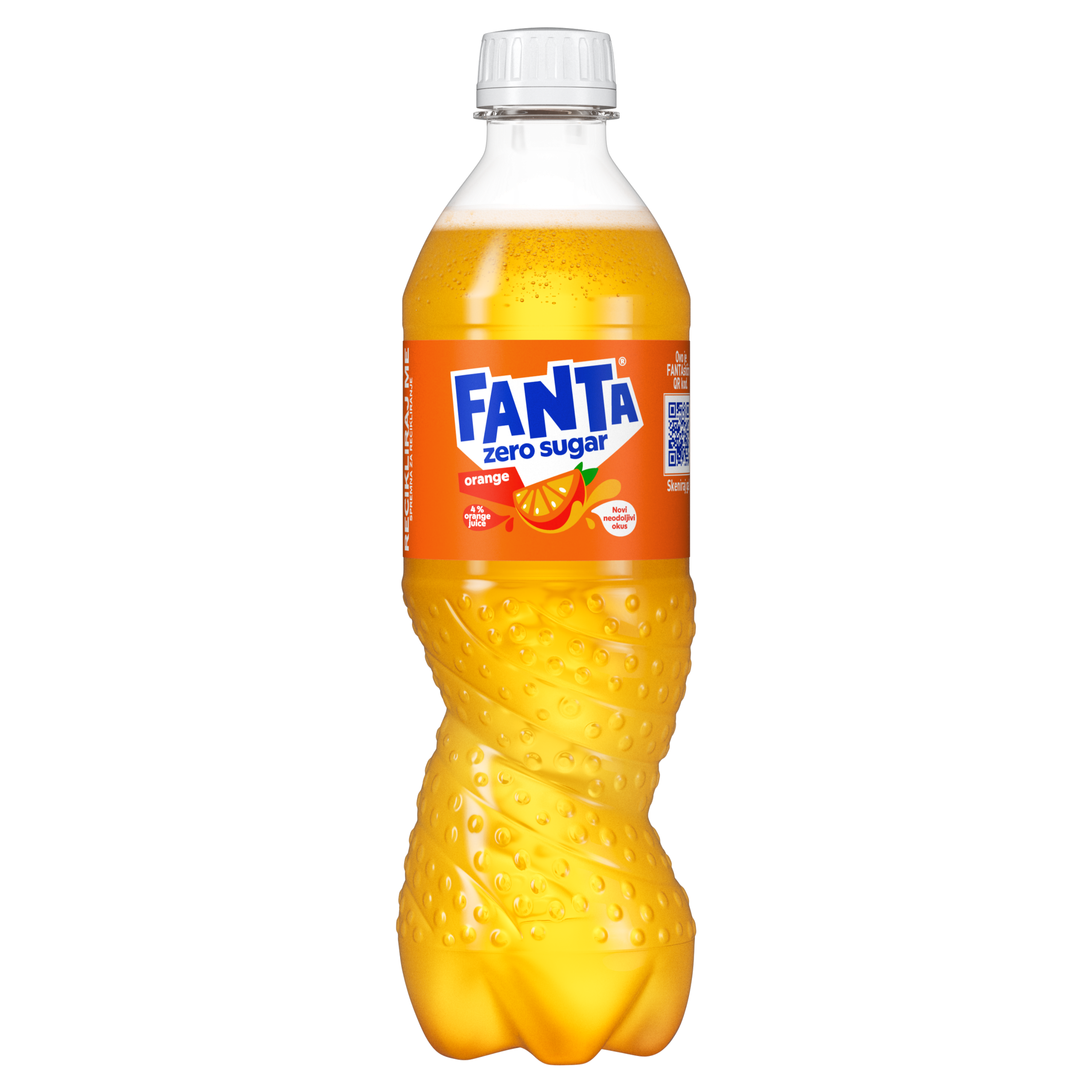 Fanta Orange Bez Šećera flaša sa belom pozadinom