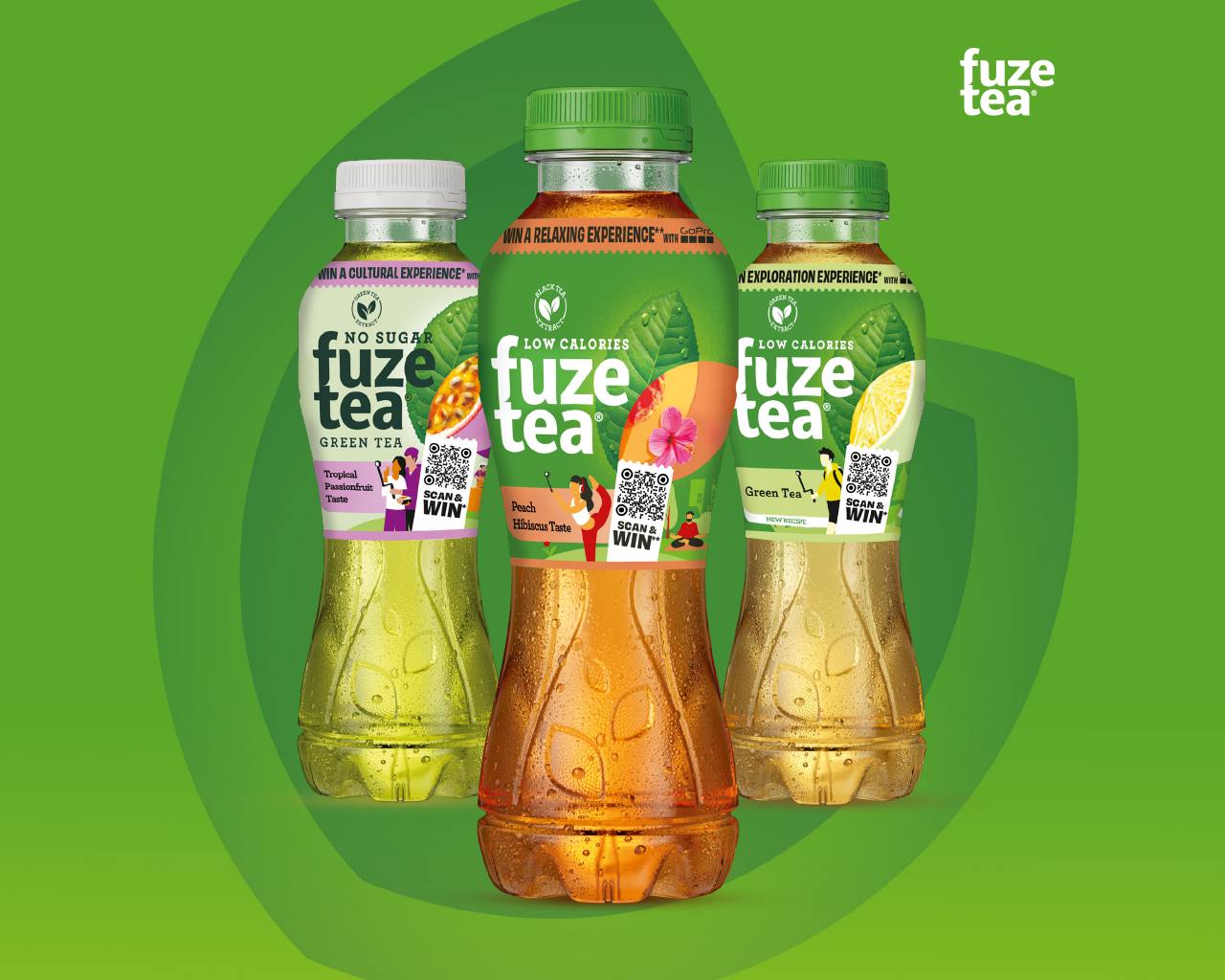 Fuze Tea plastic flessen in 3 verschillende smaken