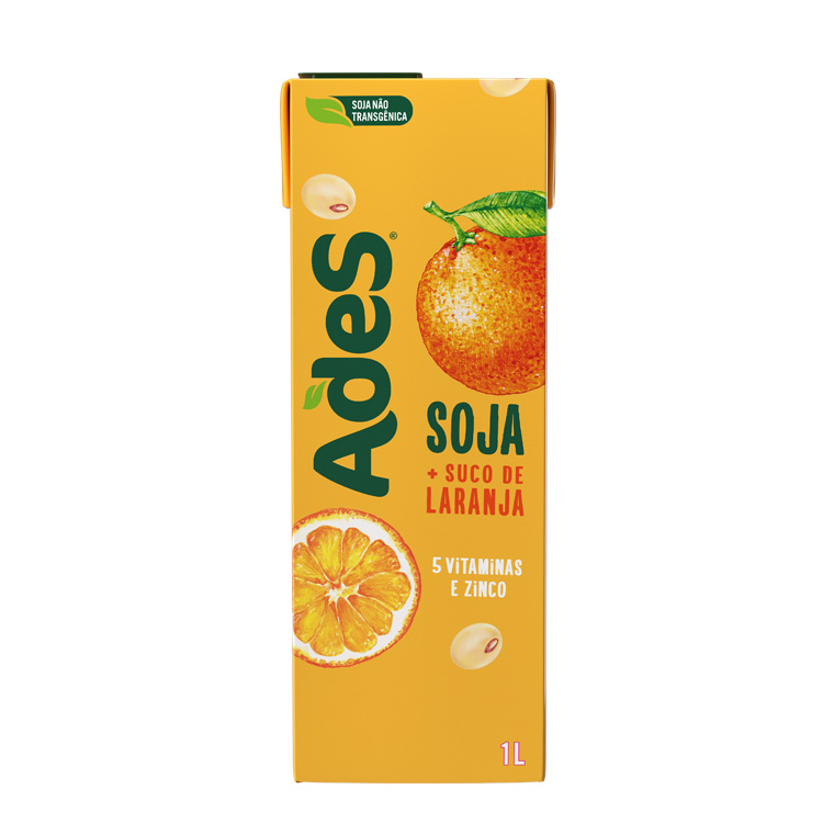 Garrafa de litro  AdeS Soja + Suco de Laranja