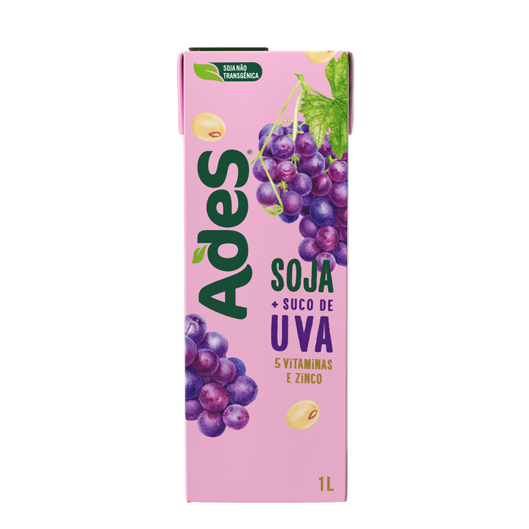 Garrafa de litro  AdeS Soja + Suco de Uva