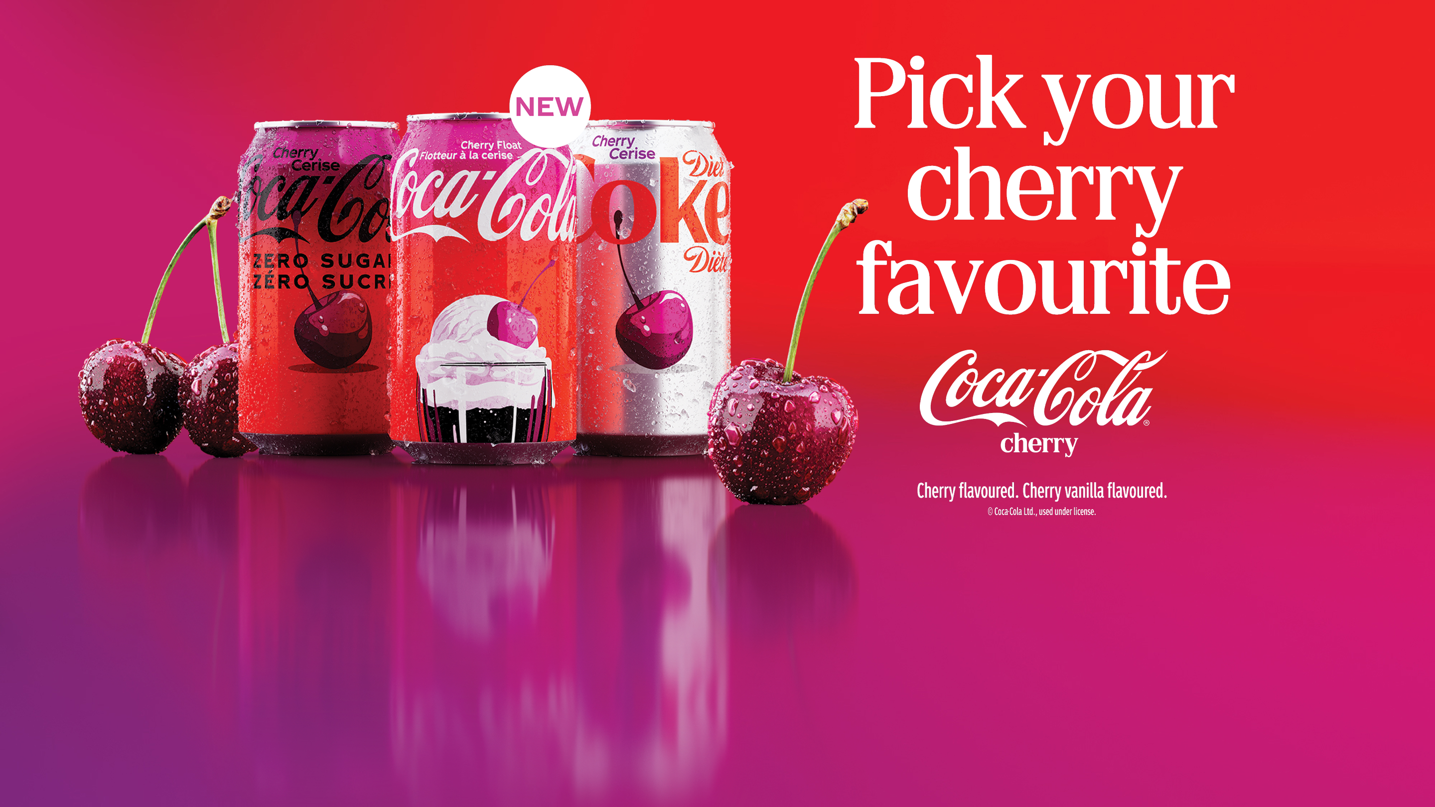 lineup of cherry coke
