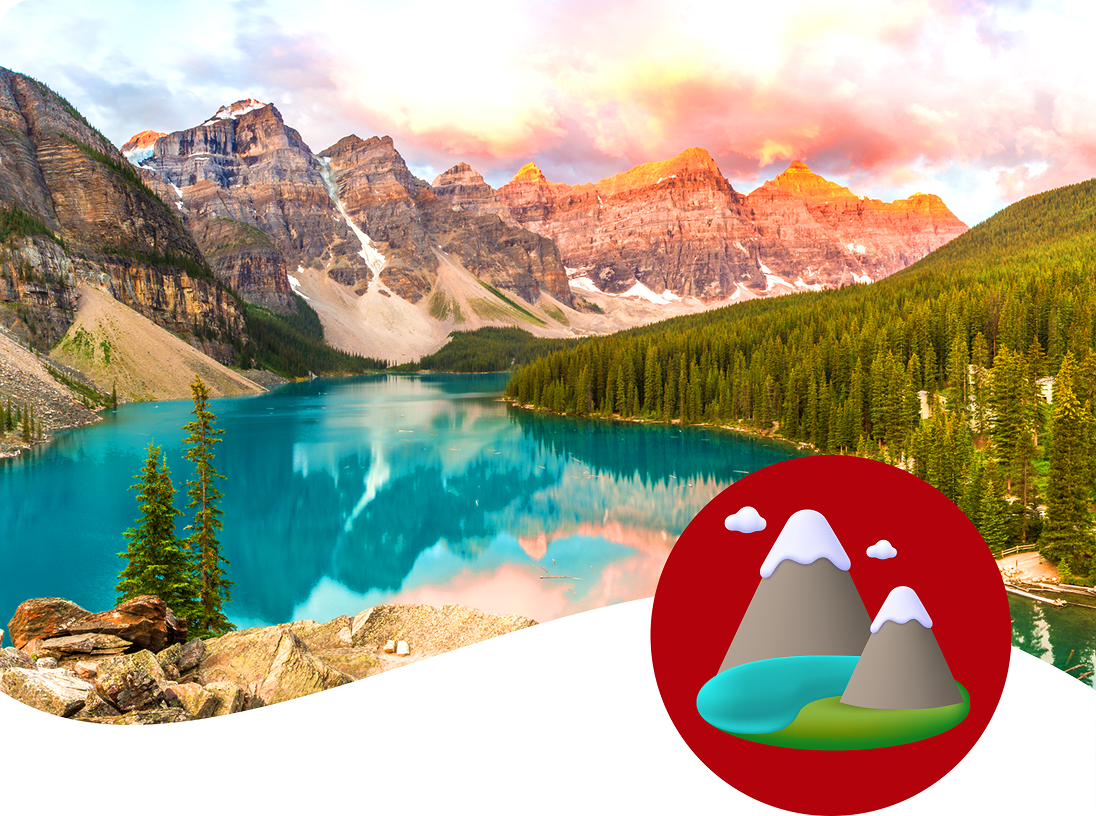 Une vue panoramique du lac Moraine aux eaux turquoise à Banff, une destination grand prix du concours L'été à gratter de Coca-Cola.