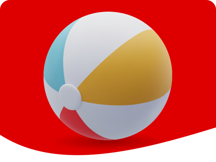 Un ballon de plage 3D coloré représentant le lot de prix Activités en plein air pour la promotion L'été à gratter de Coca-Cola.