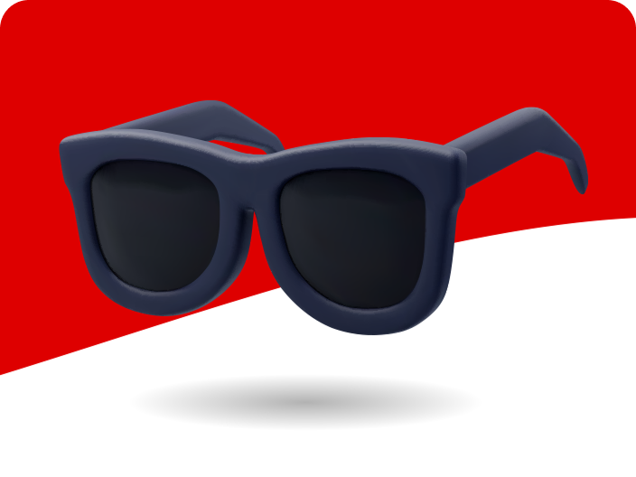 Une paire d'élégantes lunettes de soleil 3D représentant le lot de prix Moments festifs du concours L'été à gratter de Coca-Cola.