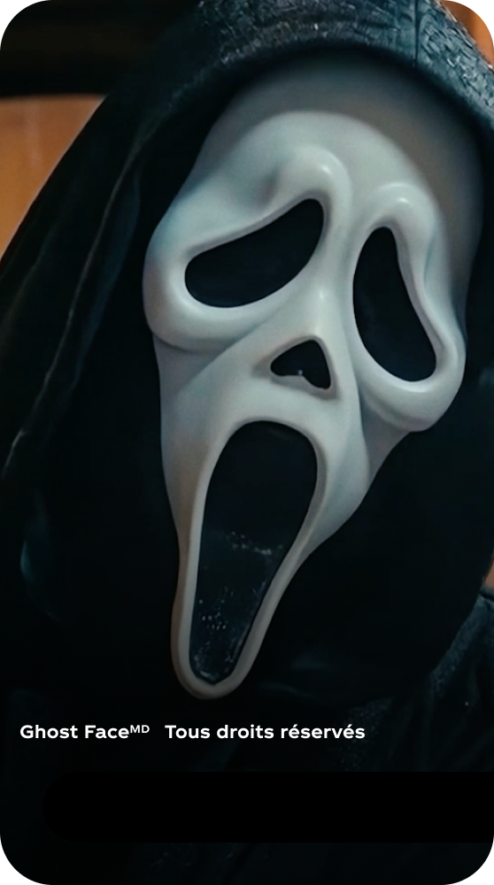 Le célèbre masque de Ghost Face avec son capuchon noir, vedette effrayante de la promotion Fanta Halloween.