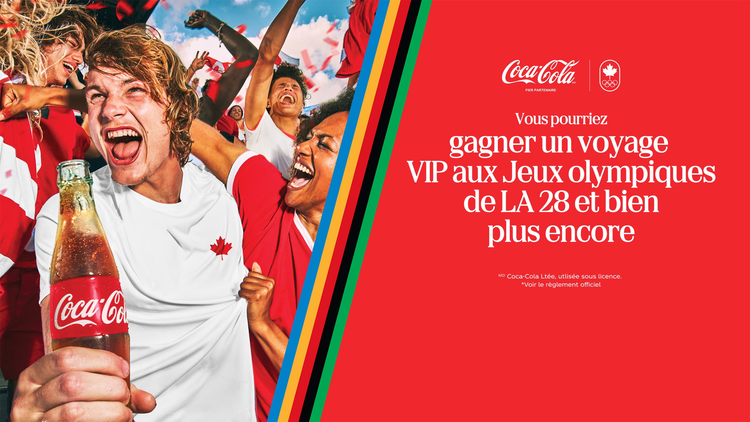 Vous pourriez gagner* un voyage VIP aux Jeux olympiques de LA 28 et bien plus encore. ᴹᴰ Coca‑Cola Ltée, utlisée sous licence. *Voir le règlement officiel