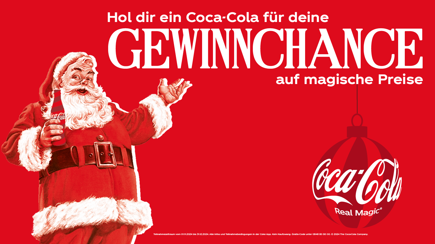 Santa Clause drinking a bottle of Coca-Cola