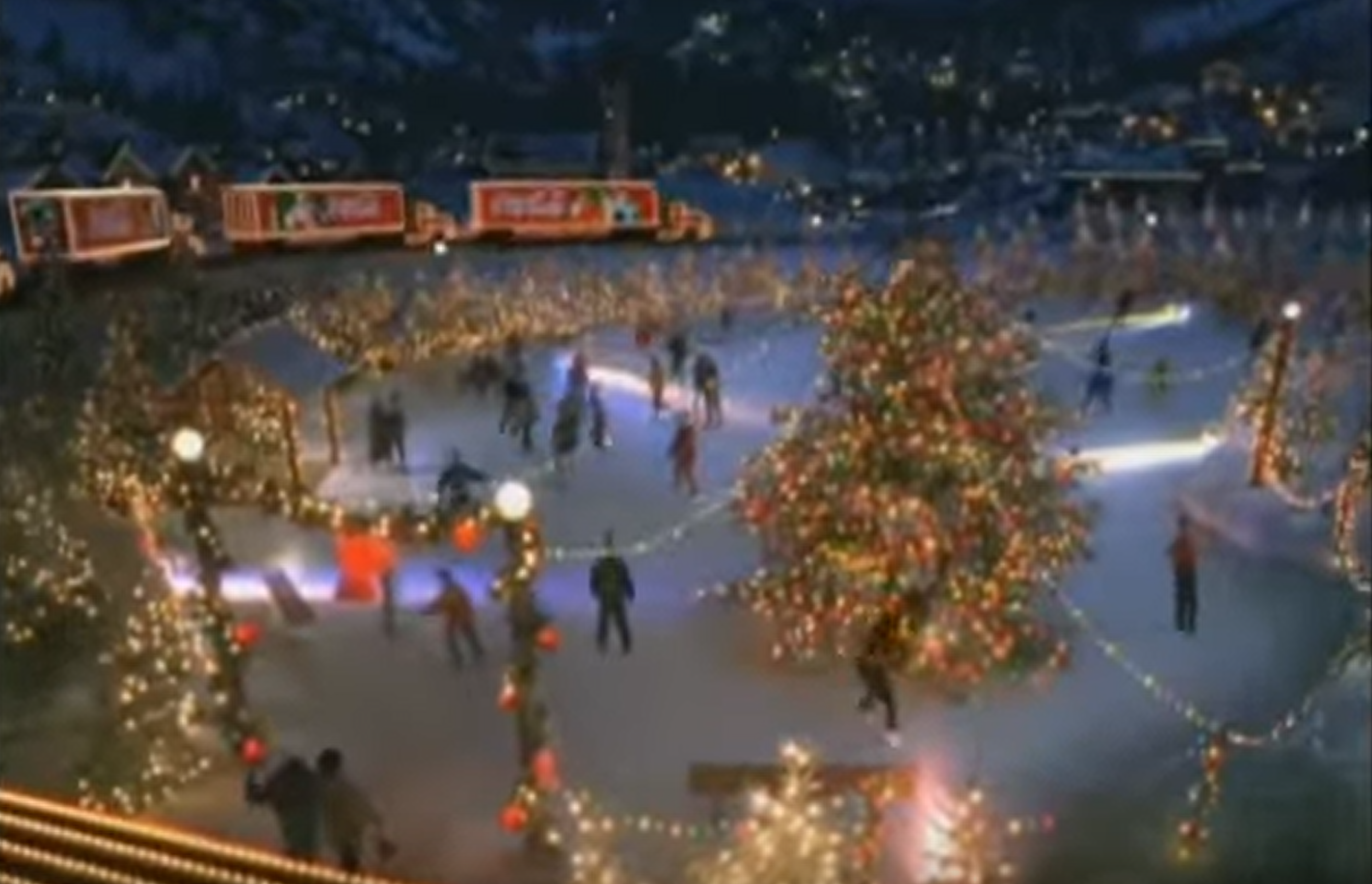 ice field with christmas lights