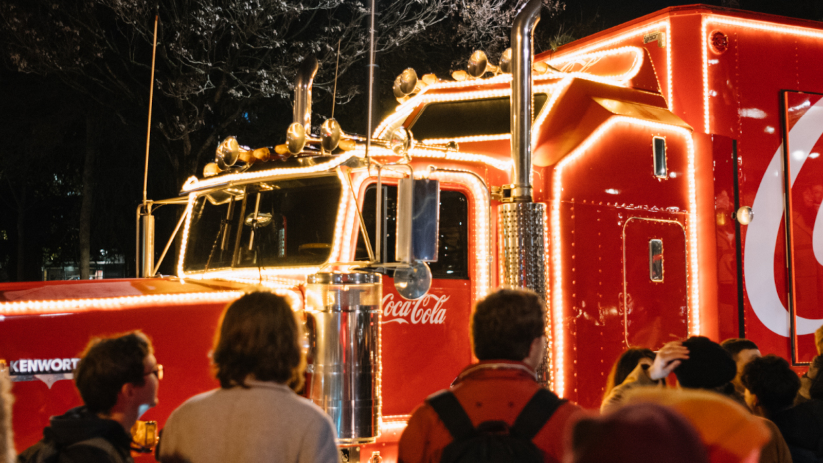 Coca-Cola Christmas Truck by night