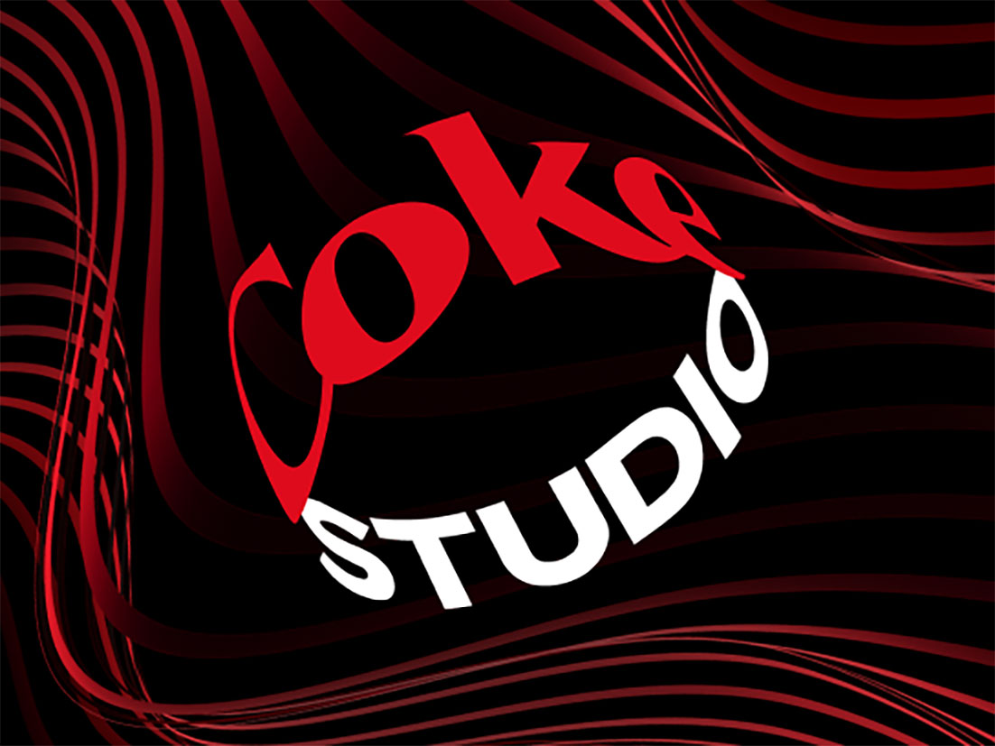 Logo de Coke Studio sobre un fondo negro con lineas rojo