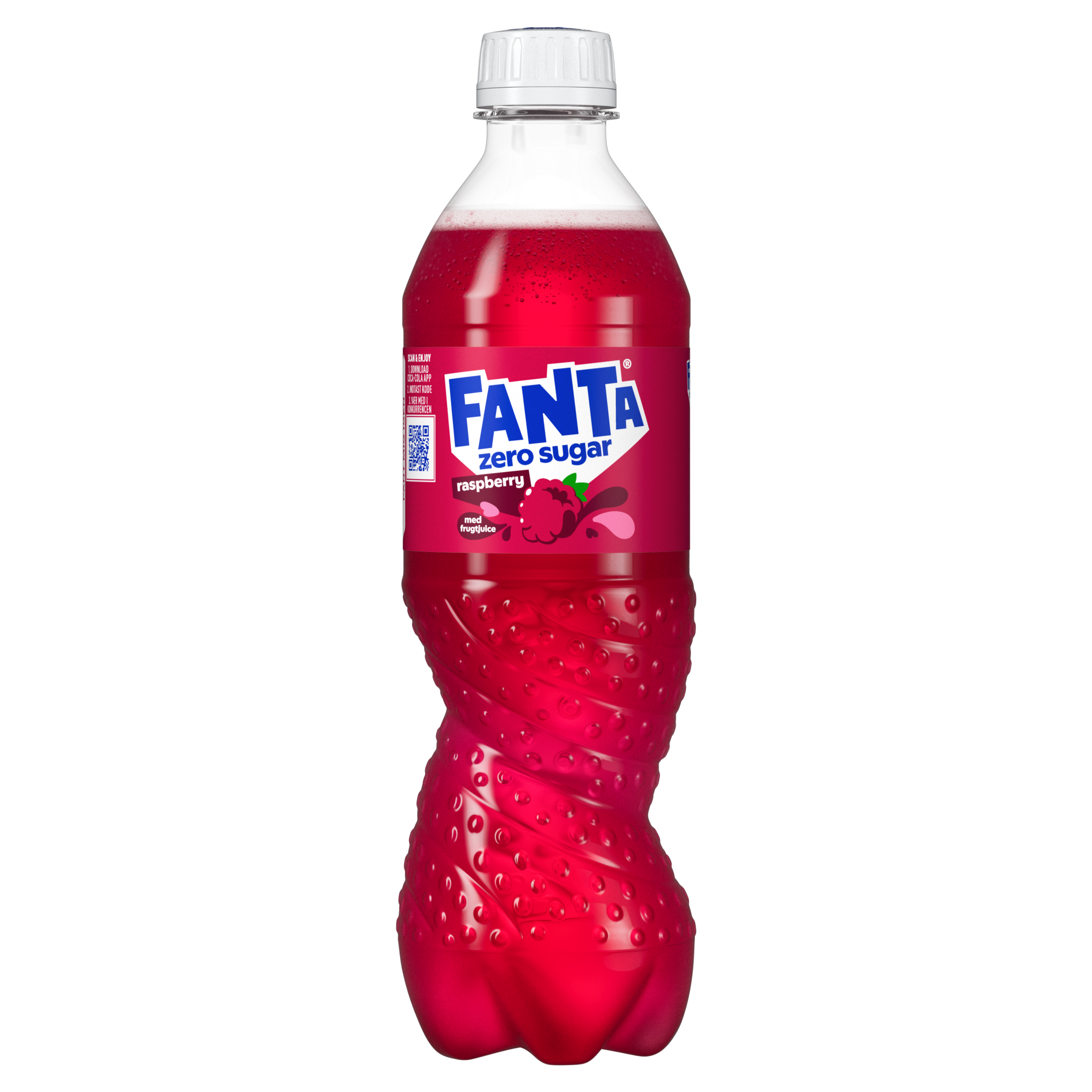 Fanta Raspberry No Sugar-plastikflaske på grå baggrund