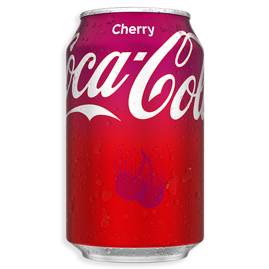 Coca-Cola Cherry can with white background.