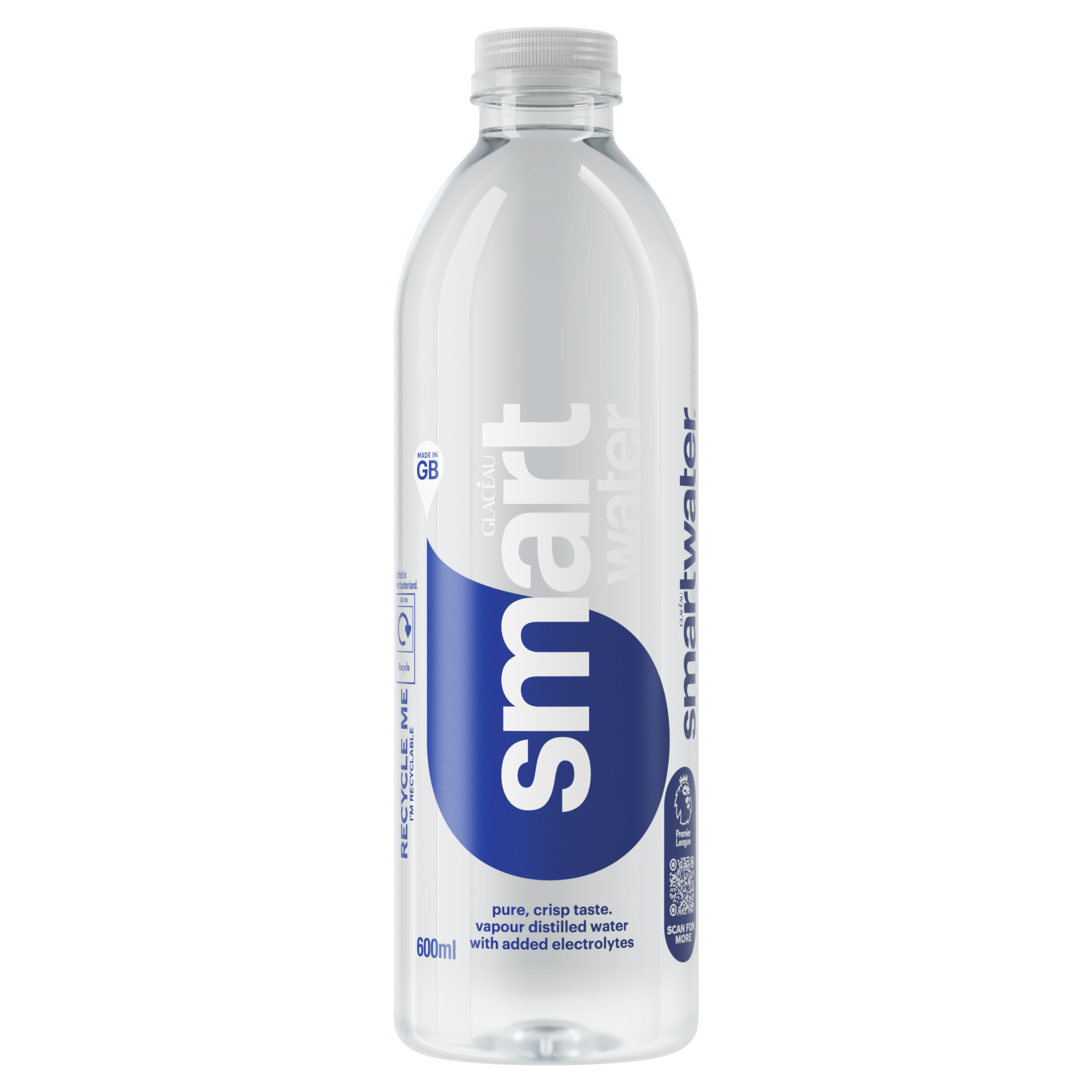 GLACÉAU Smartwater bottle on white background.