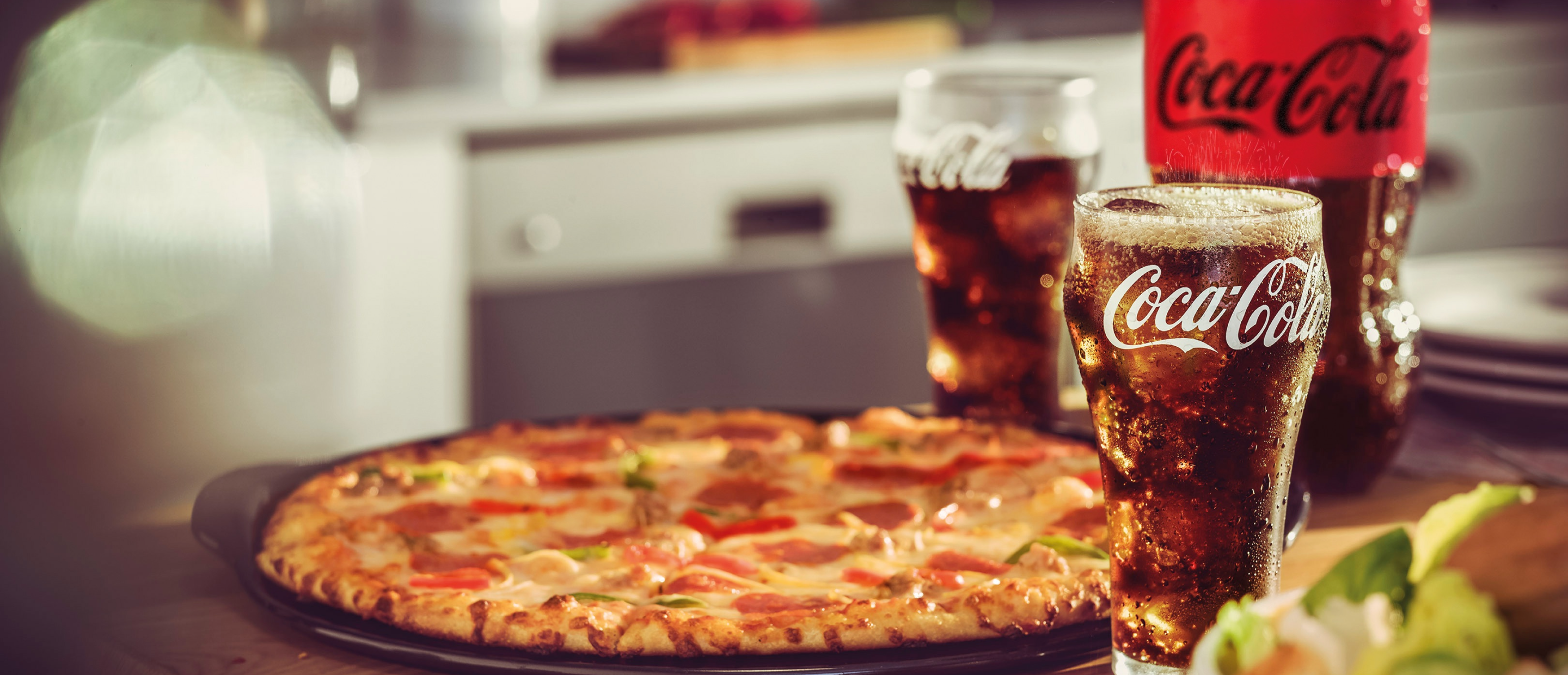 Coca-Cola and pizza