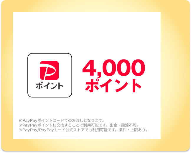 【5ポイントで応募】 PayPayポイント 4,000ポイント