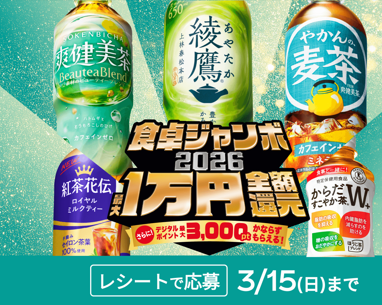  抽選で最大1万円全額還元と必ずもらえる 最大3,000pt！