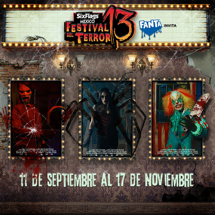 Tres botellas de Fanta de diferentes sabores - fresa, naranja y uva - destapadas con el refresco por la mitad, alineadas sobre fondo naranja brillante.