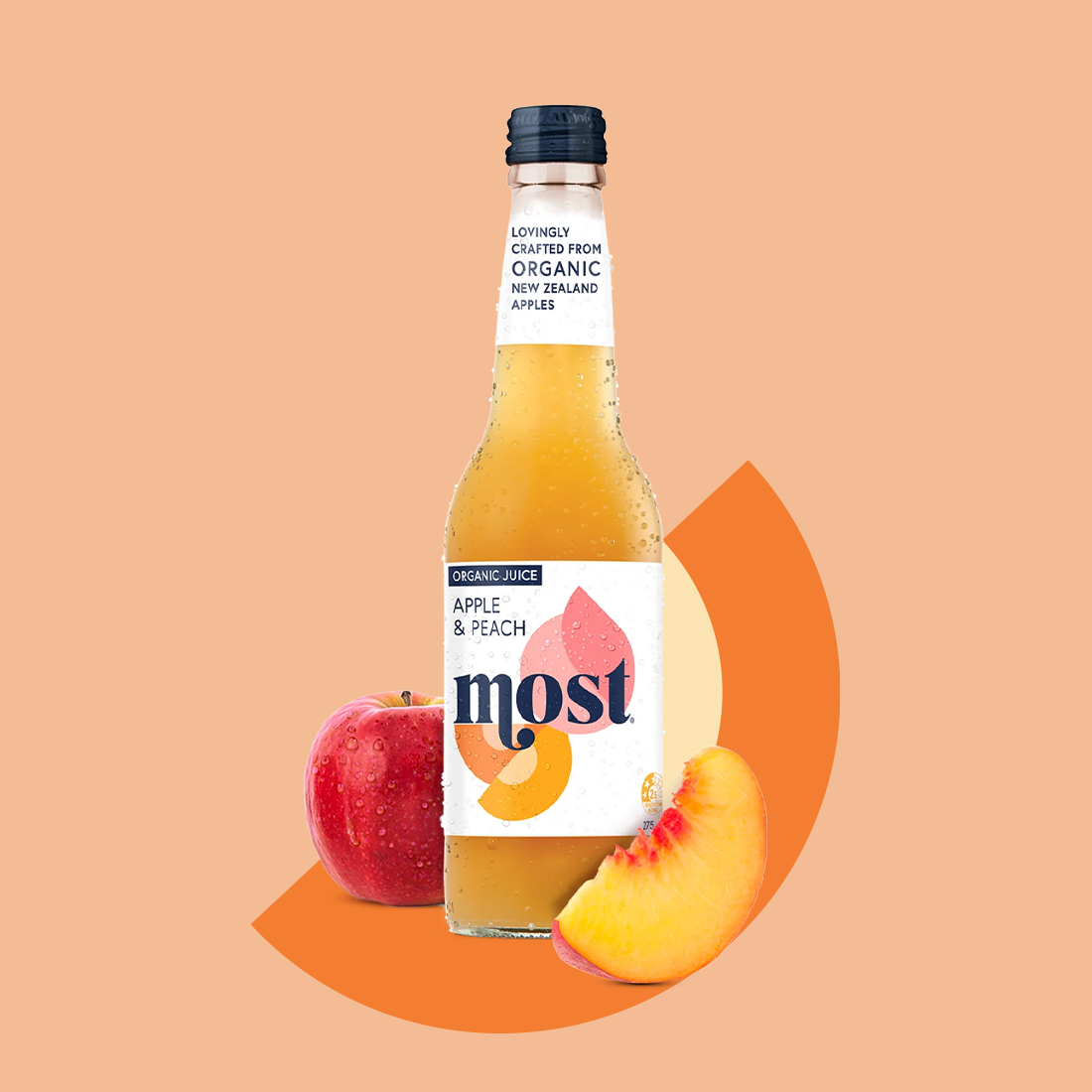 MOST Apple and Peach Organic Juice bottle