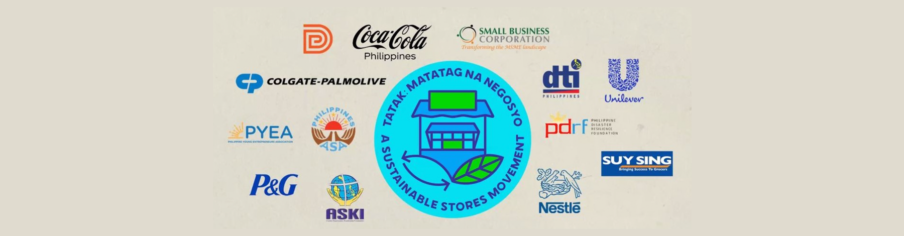 A banner showcasing brands supporting Tatak Matatag Na Negosyo Sustainable Stores Movement