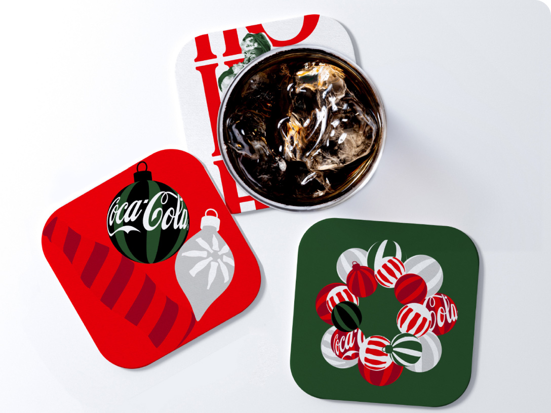 Posavasos navideños de Coca-Cola.