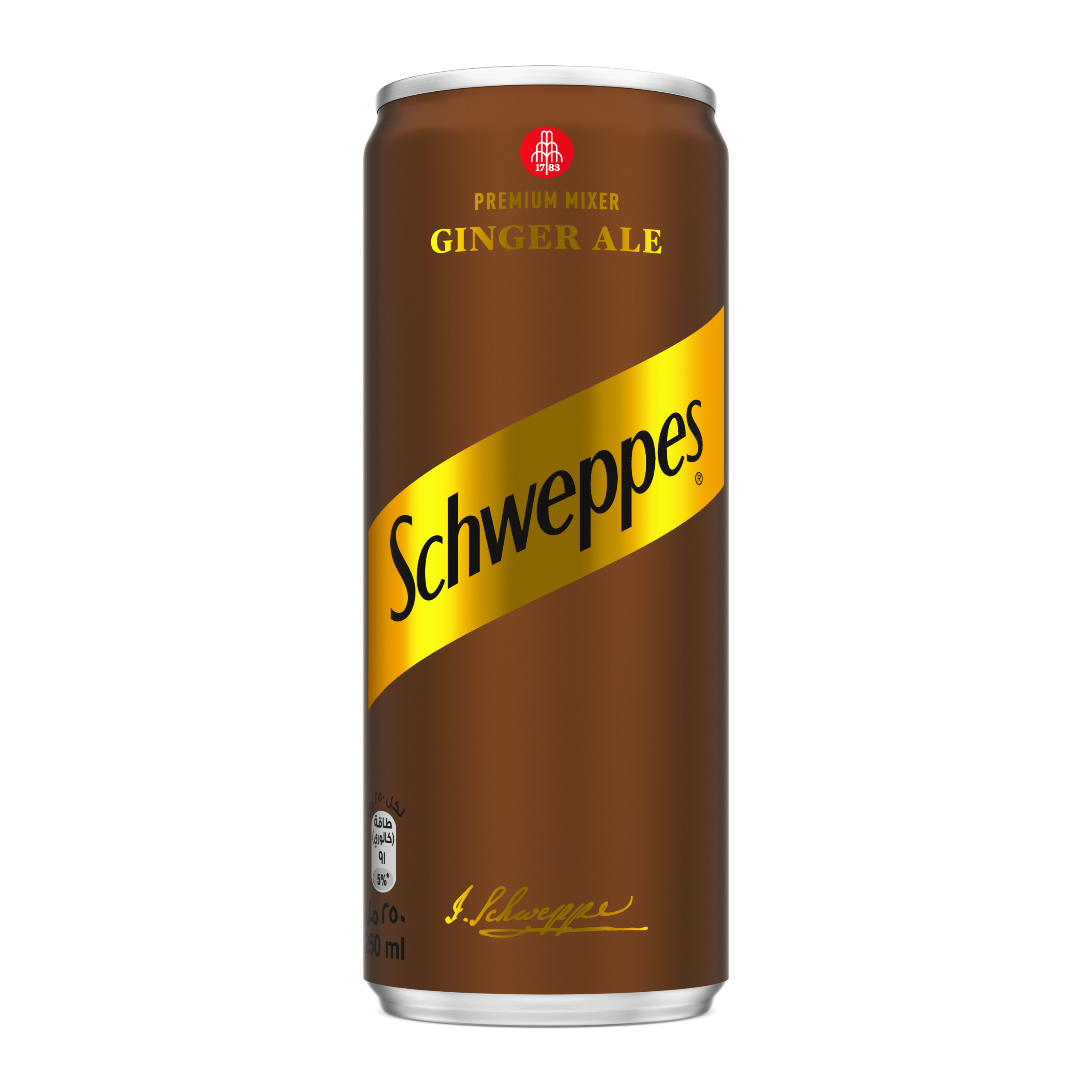 Schweppes Ginger Ale can on white background