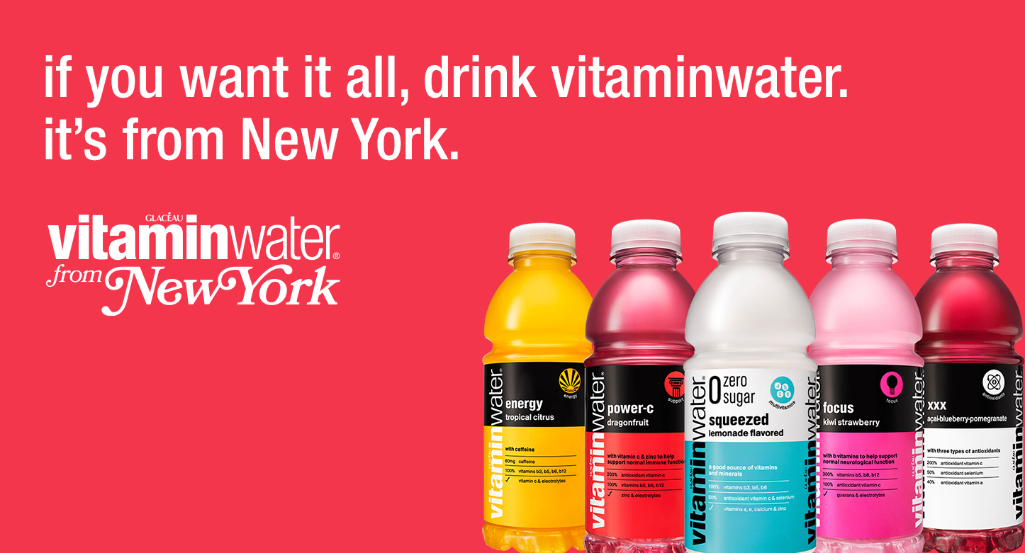 VitaminWater Zero all the taste, zero missing out. now with monk fruit and stevia, plant-based sweetener