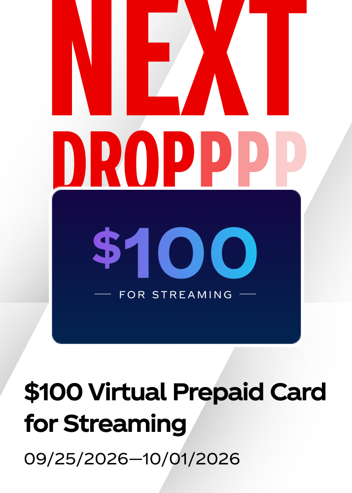 Live weekly prize drop for a 100 dollar virtual streaming card in the Fall Football sweepstakes.