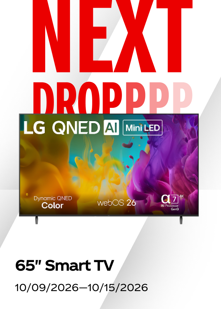 Next promo drop featuring a 65-inch LG Smart TV for the fall hockey sweepstakes, running October 9 to 15.