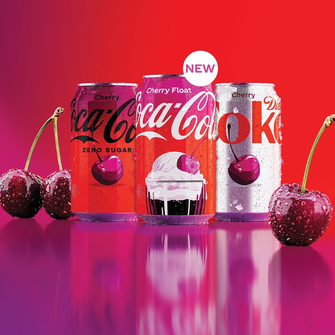 cans of coca-cola cherry float 