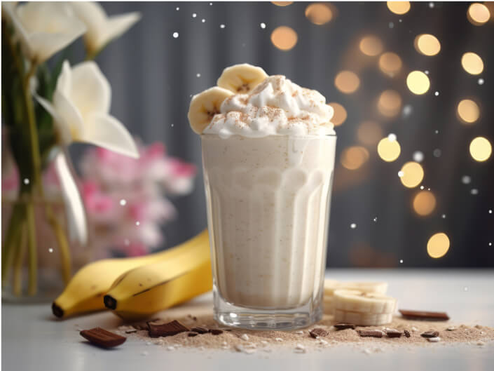 a milkshake with bananas