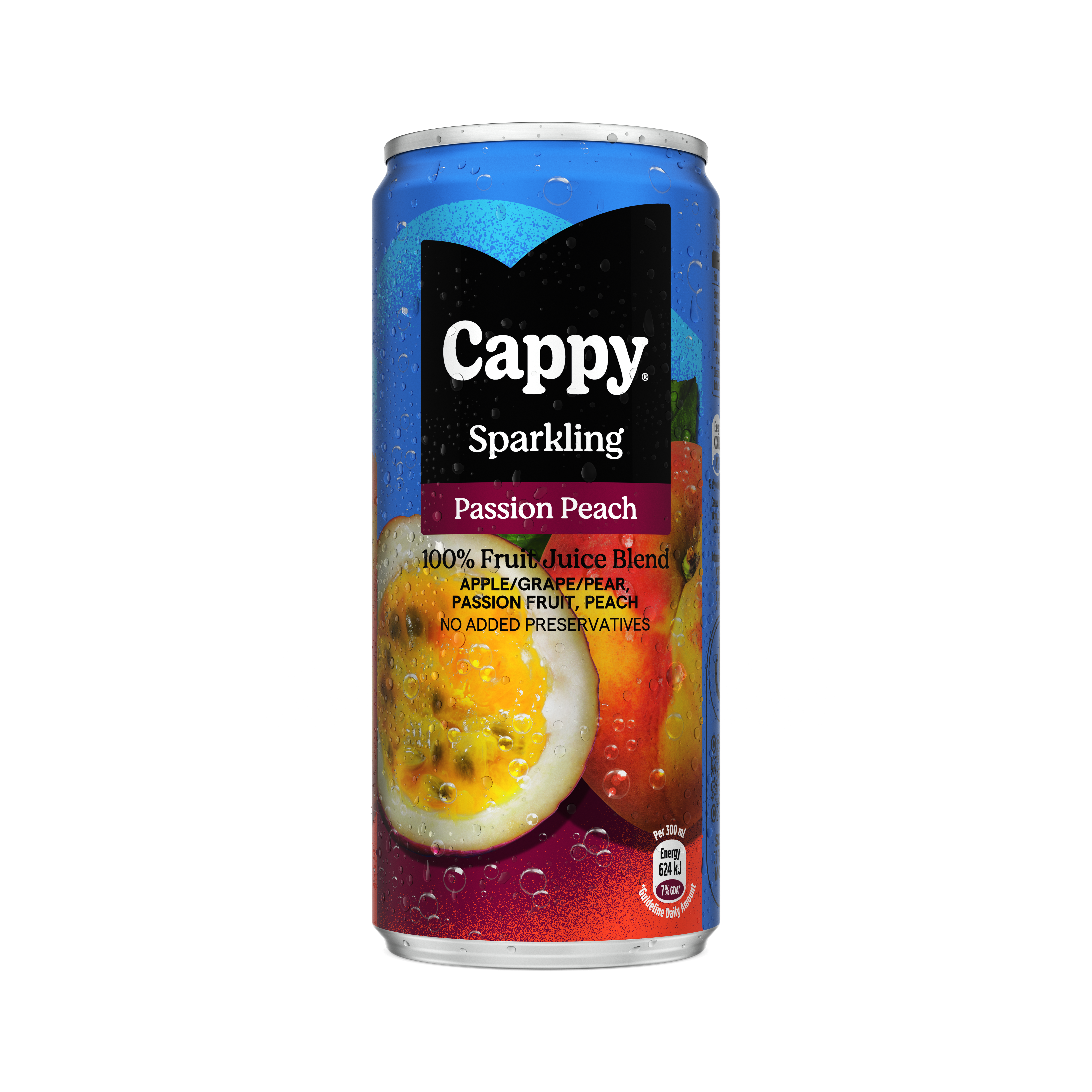 A can of Cappy passion and peach blend